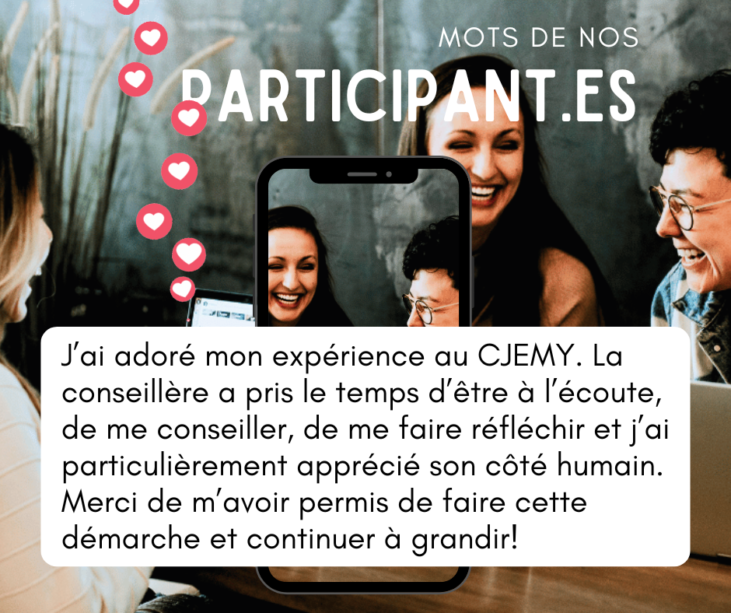 Témoignages, avis, opinion, appréciation, partage, expérience positive, CJEMY